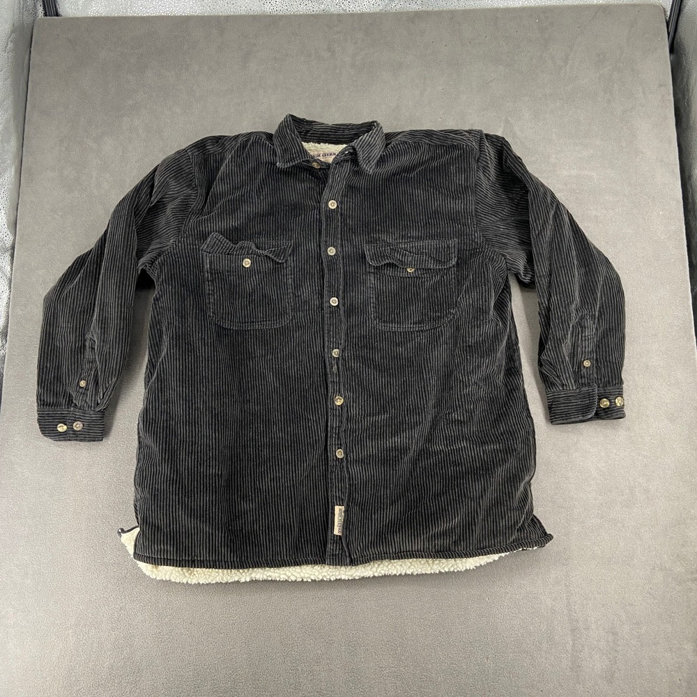 High Sierra Mens Corduroy Button Down Shirt Gray Lined Long‎ Sleeve Large